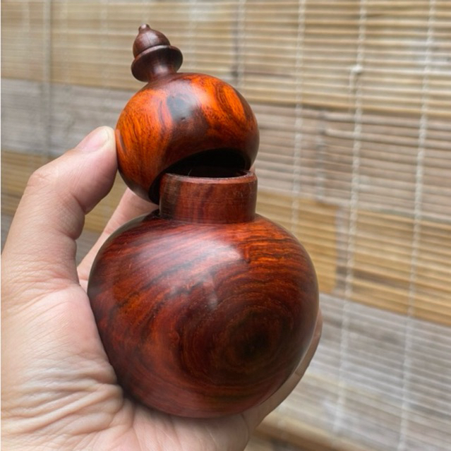 Lọ Đựng Tăm Hồ Lô Gỗ Trắc đỏ đen và Gỗ Hương ta màu tự nhiên, sang trọng bền đẹp