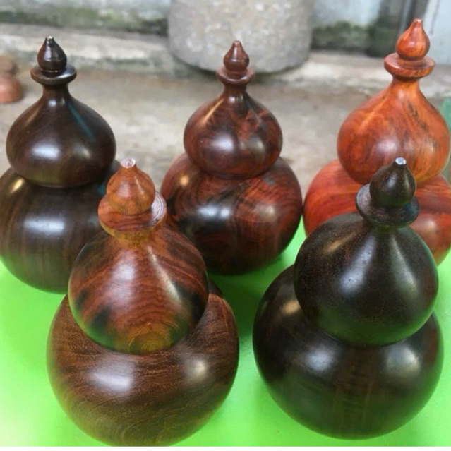 Lọ Đựng Tăm Hồ Lô Gỗ Trắc đỏ đen và Gỗ Hương ta màu tự nhiên, sang trọng bền đẹp