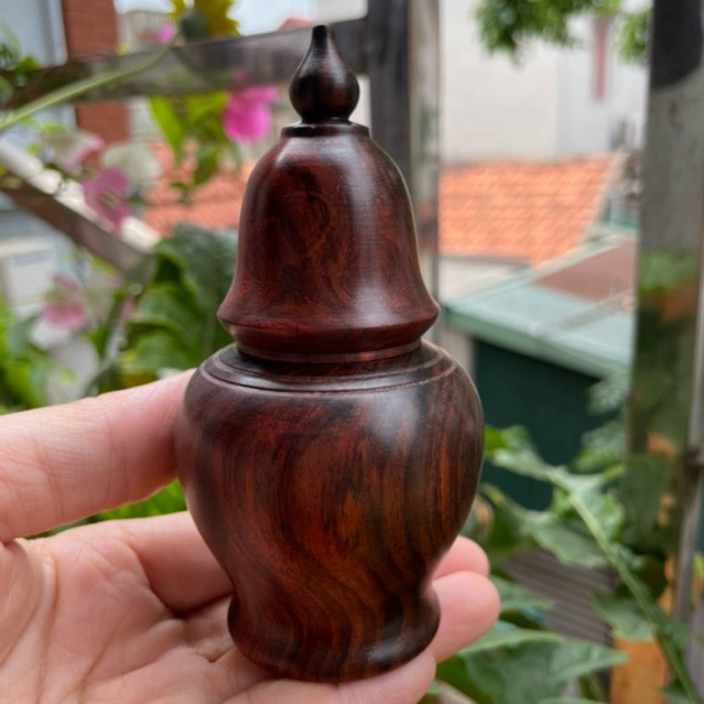 Lọ Tăm Gỗ Trắc đỏ đen và gỗ Hương ta dáng chuông, hàng làm thủ công bằng tay kĩ đẹp