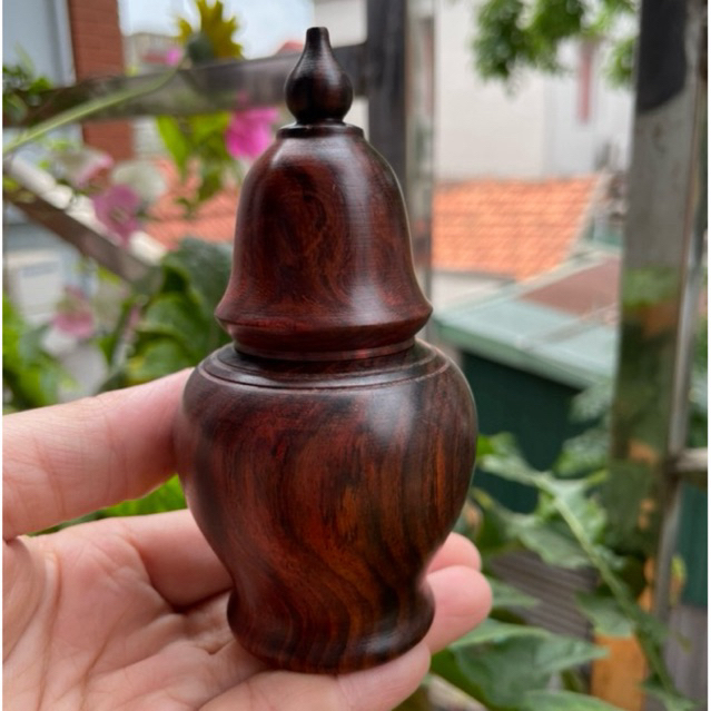 Lọ Tăm Gỗ Trắc đỏ đen và gỗ Hương ta dáng chuông, hàng làm thủ công bằng tay kĩ đẹp