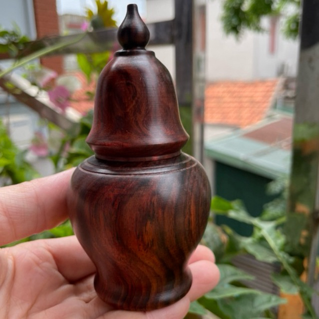 Lọ Tăm Gỗ Trắc đỏ đen và gỗ Hương ta dáng chuông, hàng làm thủ công bằng tay kĩ đẹp