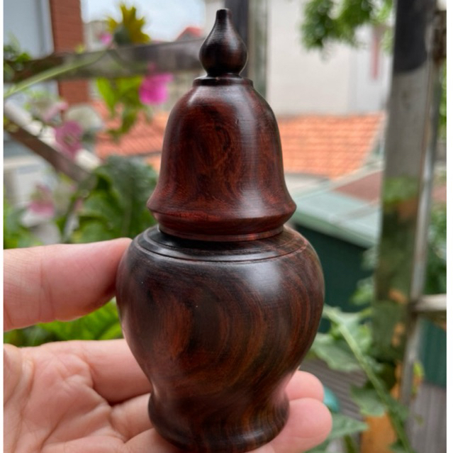 Lọ Tăm Gỗ Trắc đỏ đen và gỗ Hương ta dáng chuông, hàng làm thủ công bằng tay kĩ đẹp