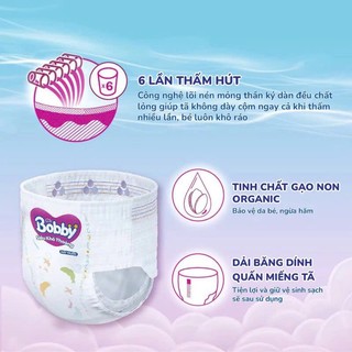 Tã /Bỉm Bobby siêu mỏng nhẹ ,thoáng khí gấp 2 lần giúp giảm nhiệt bên trong - Giao bao bì ngẫu nhiên