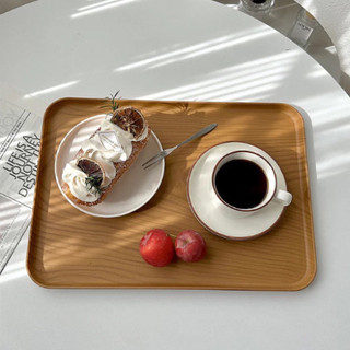 Khay nhựa vân gỗ decor quán cafe nhà hàng, khay nhựa vân gỗ đựng đồ ăn, trang trí chụp ảnh