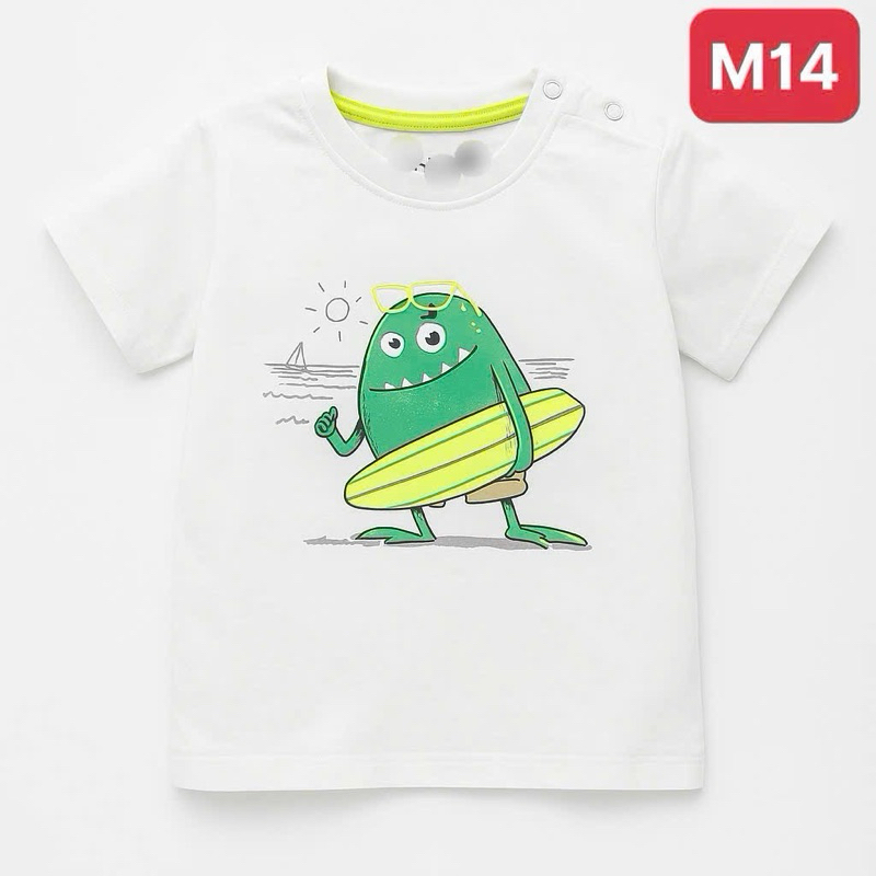 Áo Thun Bé Trai Bé Gái Xuất Dư Xịn F0910 Cotton Co Giãn Thoáng Mát 6-36M