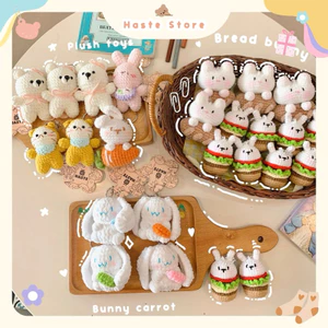 Móc Khoá Len Nhung Gấu Thỏ Mèo Hamburger Bánh Mì Cà Rốt Handmade Mềm Mịn Dễ Thương