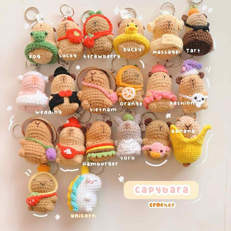 Móc Khoá Len Nhung Hình Capybara Tổng Hợp Hoá Trang Cosplay Dễ Thương Handmade