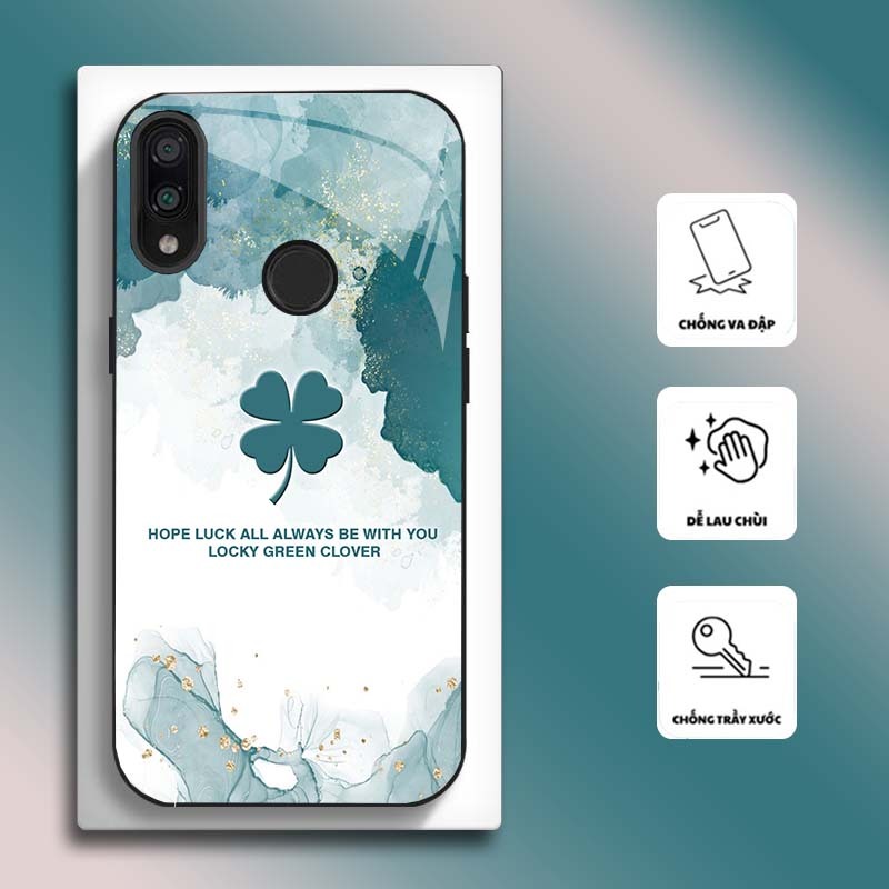 Ốp Lưng cho XIAOMI REDMI NOTE 7, NOTE 7 PRO Mặt kính cường lực, cao cấp HOẠ TIẾT HOA CẨM THẠCH
