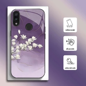 Ốp Lưng cho XIAOMI REDMI NOTE 7, NOTE 7 PRO Mặt kính cường lực, cao cấp HOẠ TIẾT HOA CẨM THẠCH
