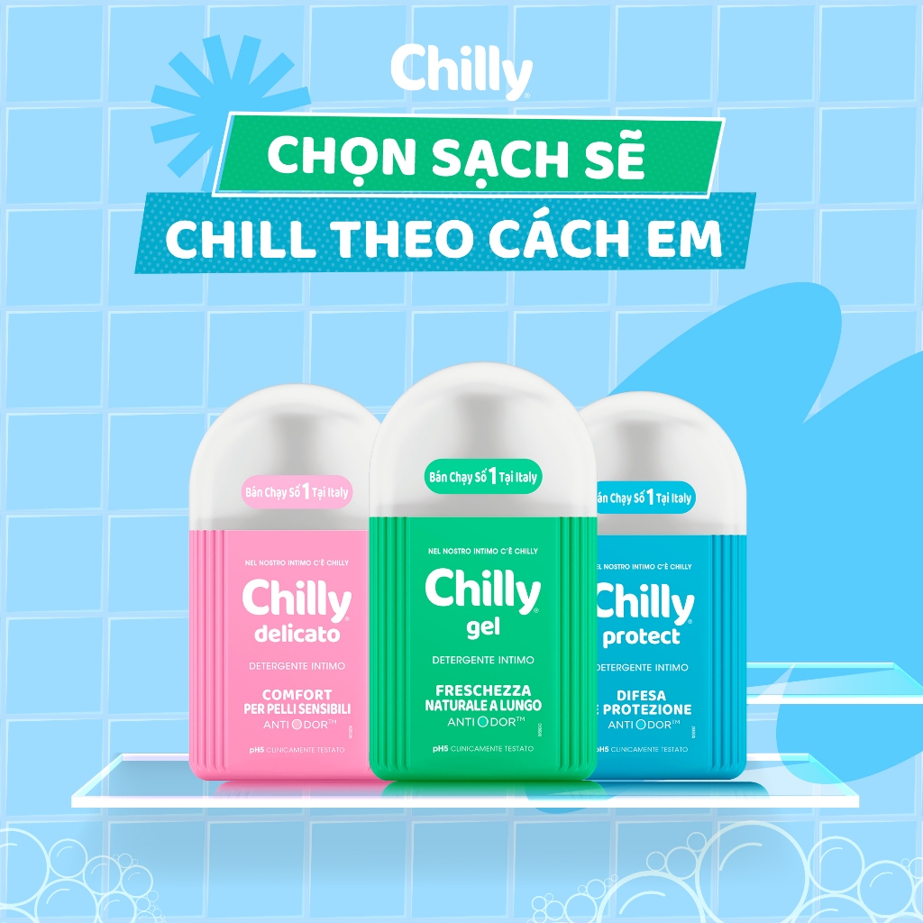 Dung dịch vệ sinh phụ nữ Chilly làm sạch và dưỡng ẩm, chiết xuất bạc hà 200ml | Shopee Việt Nam