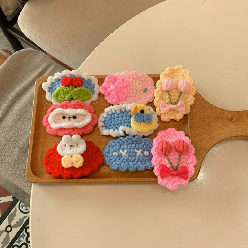 [LẺ 1 CÁI] Kẹp Tóc Len Kẹp Mái Hình Thú Hình Hoa Tổng Hợp Dễ Thương Handmade Quà Tặng