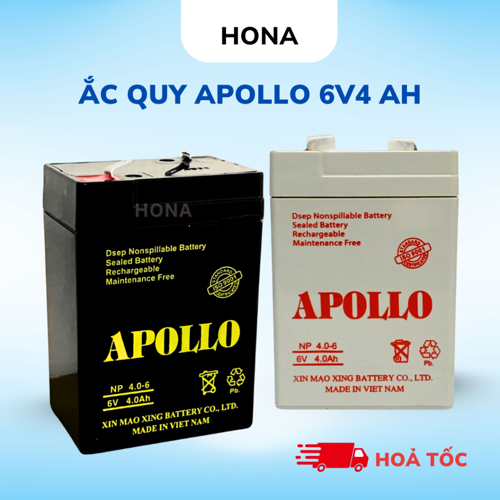 Bình lưu trữ 6V4 Ah APOLLO NP4-6 Chính Hãng Dùng cho Xe Điện Trẻ Em ...