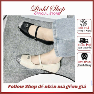 Giày búp bê đế bệt mũi vuông phối kim loại , hài búp bê nữ sang chảnh đế thấp Linhl Shop mã 30