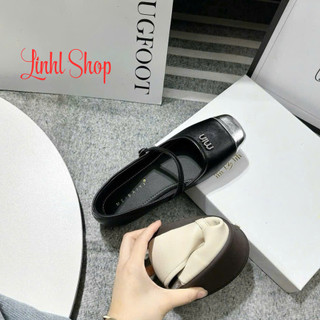 Giày búp bê đế bệt mũi vuông phối kim loại , hài búp bê nữ sang chảnh đế thấp Linhl Shop mã 30