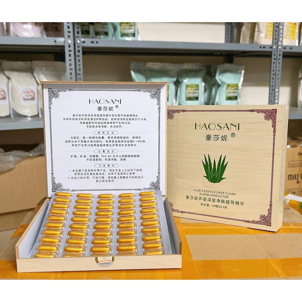 Viên Thải Chì Haosani, Viên Hút Chì Chiết Xuất Lô Hội, Sản Phẩm Hỗ Trợ Hút Chì Giúp Sạch Da, Sáng Da, Hộp 100 Viên
