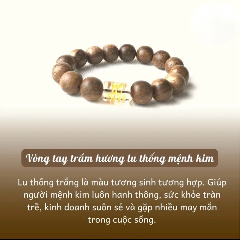 Vòng trầm đơn mix Lu thống - kèm hộp gấm tặng rùa vàng may mắn