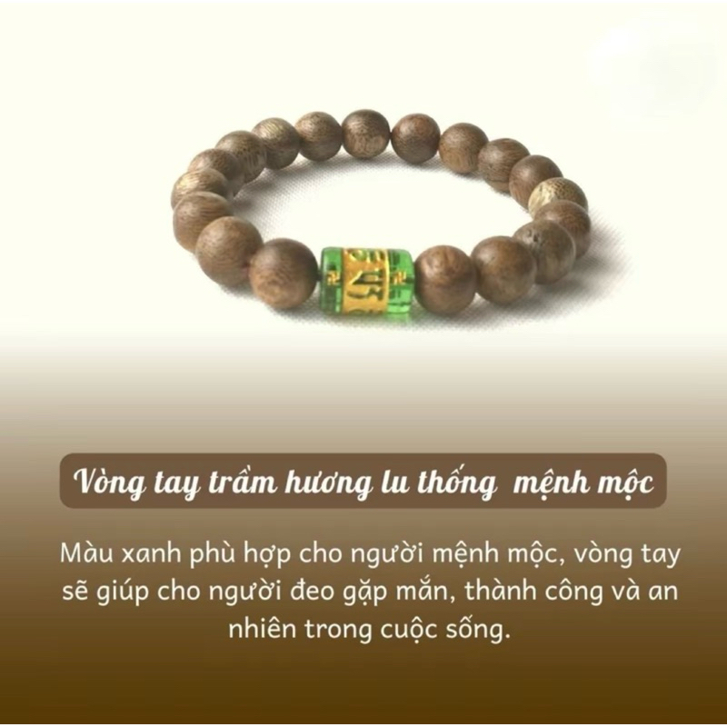 Vòng trầm đơn mix Lu thống - kèm hộp gấm tặng rùa vàng may mắn