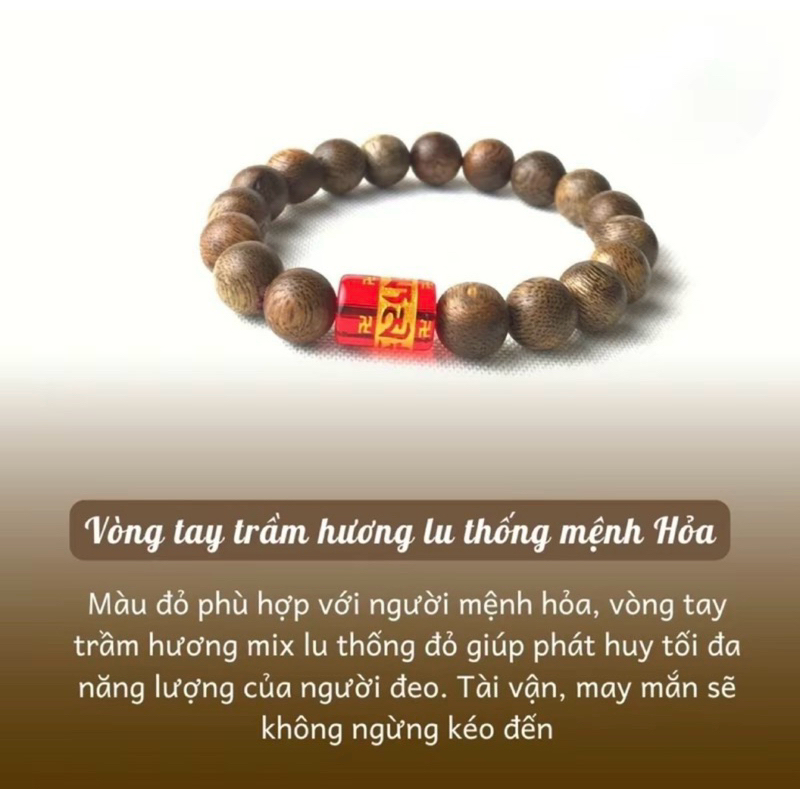 Vòng trầm đơn mix Lu thống - kèm hộp gấm tặng rùa vàng may mắn