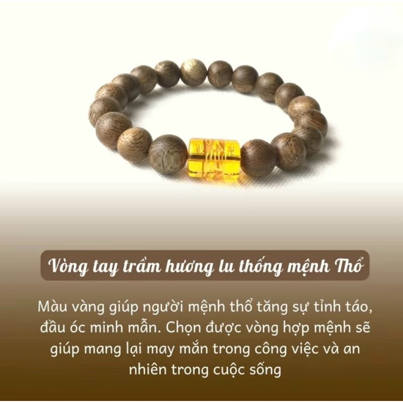 Vòng trầm đơn mix Lu thống - kèm hộp gấm tặng rùa vàng may mắn