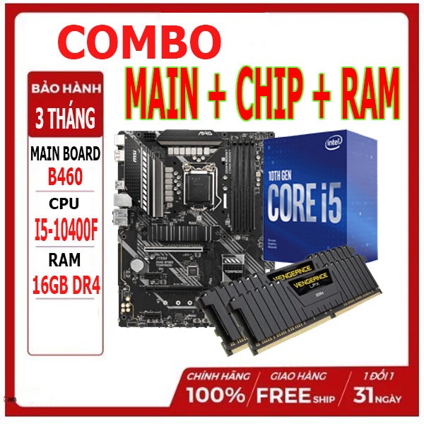COMBO B460 I5 10400F RAM 16GB DDR4+ TẶNG TẢN CPU | Shopee Việt Nam