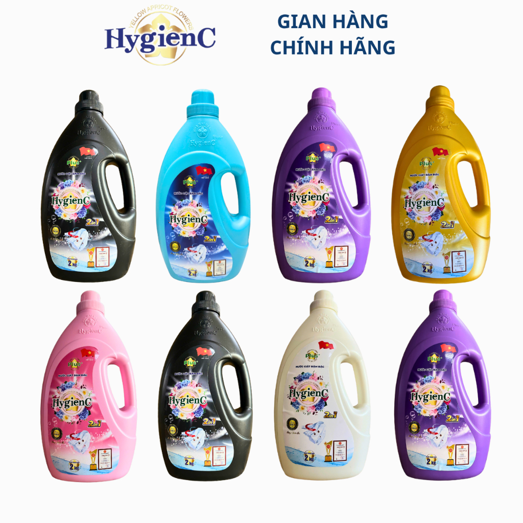 Combo 2 Nước Giặt Đậm Đặc Hygienc Plus: 1 Can 2,0kg + 1 Túi 2,6kg - Hương Nước Hoa, Sạch Vết Bẩn