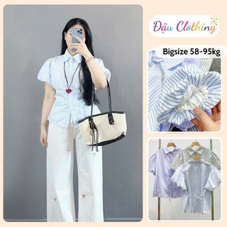 Áo Sơ Mi Bigsize Nữ Tay Phồng Có Dây Buộc Eo Tôn Dáng Dễ Thương Cho Chubby SM189