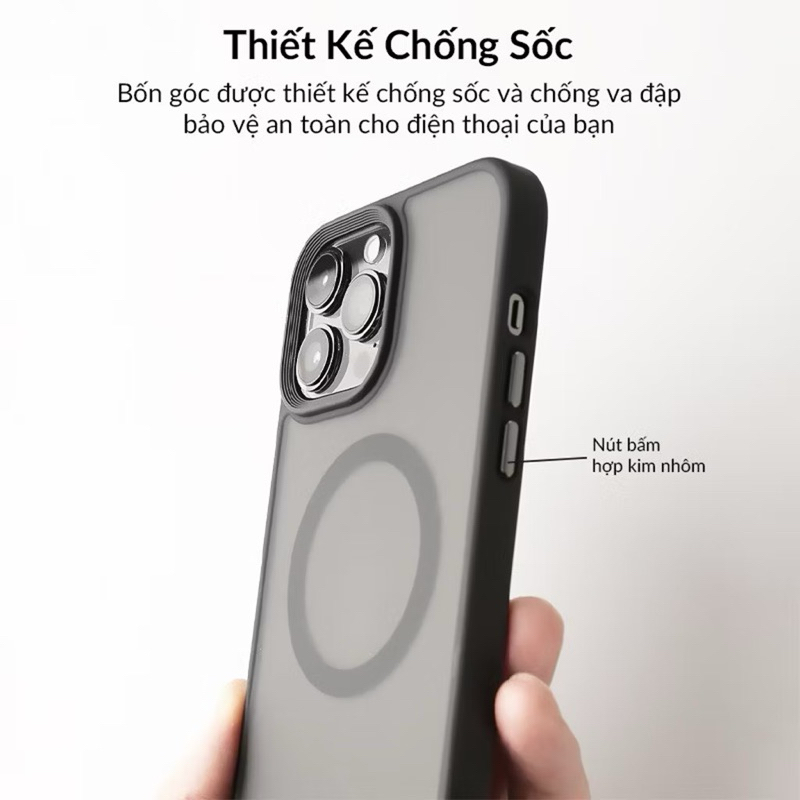 Ốp Likgus hỗ trợ sạc không dây IPhone 11 12 13 14 15 16Promax Pro - Lưng chống vân tay - Viền màu