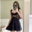 HT124a Váy ngủ sexy phối ren nơ ngực sang chảnh,đầm ngủ lụa dáng xoè nhẹ gợi cảm HT124a