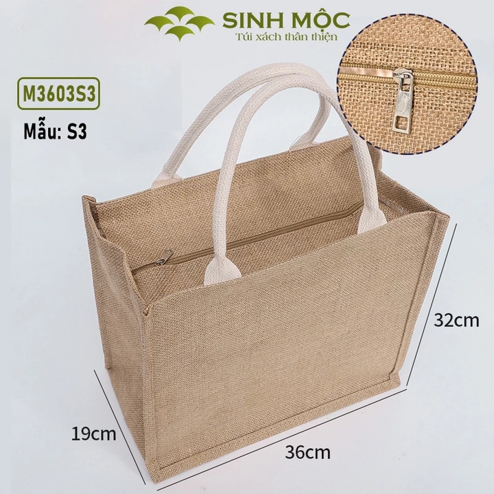 Túi cói, túi đi biển, túi chống nước, Túi có khóa, Sinh Mộc - M3603 (Có khóa)
