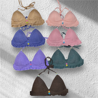 Áo bra đi biển tone màu trơn buộc dây cổ Handmade by MimiHouse21