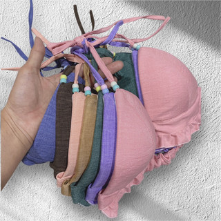 Áo bra đi biển tone màu trơn buộc dây cổ Handmade by MimiHouse21