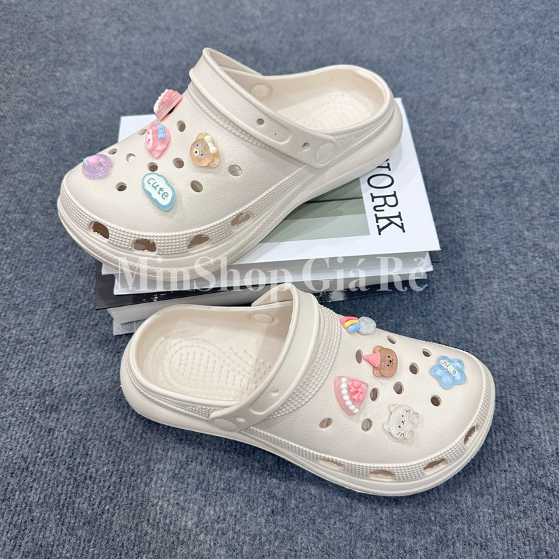 Dép sục quai hậu nữ, Sục nữ kèm charm cute nhiều mẫu đế nhẹ 3cm có thể tách rời