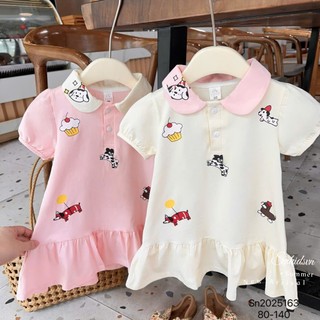 Váy xoè nhún cổ trụ in hình hoạt hình nhí cho bé gái từ 9-33kg