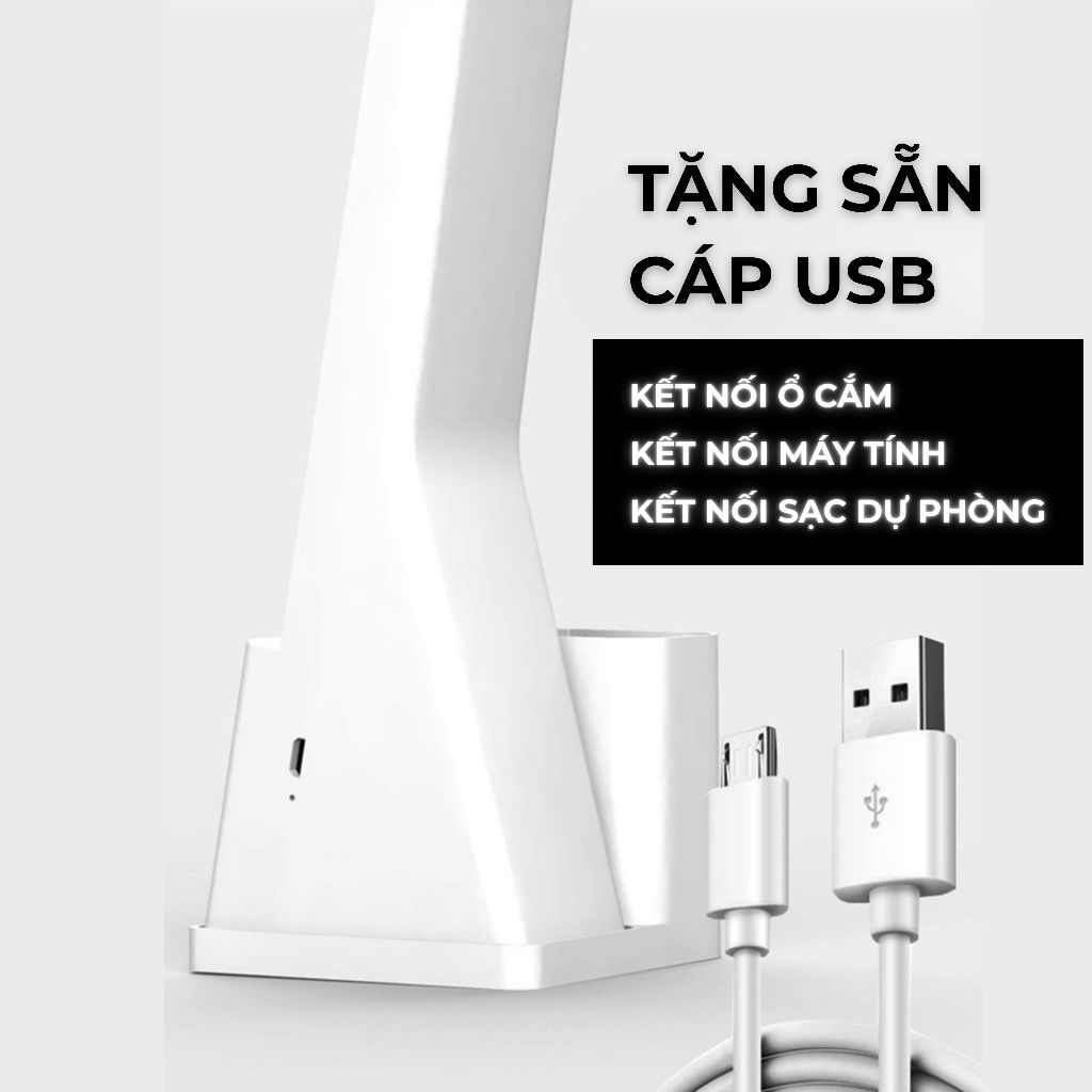 Đèn học chống cận, Đèn đọc sách LED tích hợp màn hiển thị thời gian, lịch, nhiệt độ, có ống đựng bút