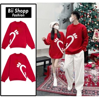 [Hỏa Tốc] Áo Sweater Noel Đôi Trái Tim Nửa , Áo Cổ Tròn cho các cặp đôi mùa noel From Rộng Phong Cách.