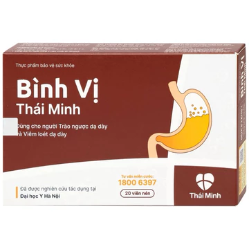 Viên uống Bình Vị Thái Minh hỗ trợ giảm acid dịch vị, giúp bảo vệ niêm mạc dạ dày (hộp 20 viên)