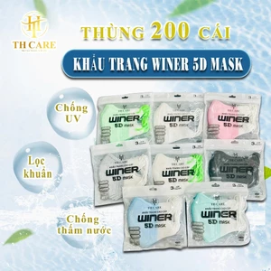Combo 200 cái Khẩu trang 5D Winer Túi zip 3 lớp dày, lọc khuẩn, Vải vân kim cương 4s mềm mịn