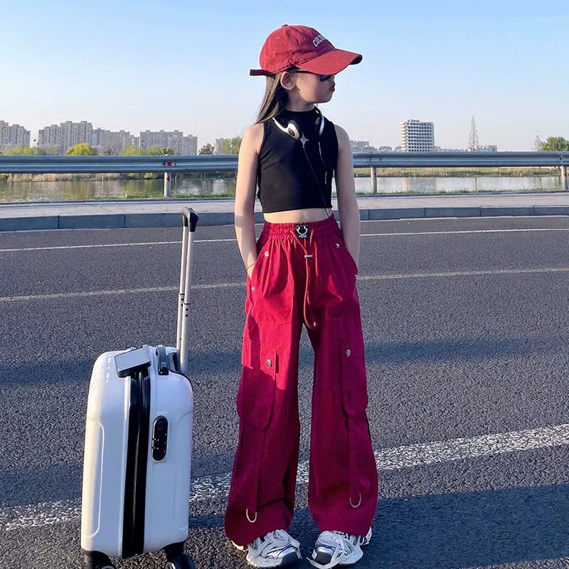 Sét HipHop Cá Tính Cho Mẹ Và Bé Gái, Áo Croptop Phối Quần Dài Dance Năng Động cho bé gái, Bộ nhảy bé gái size đại