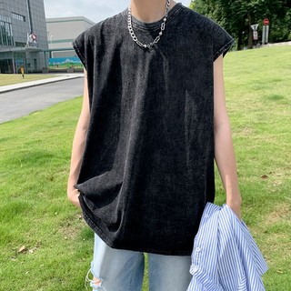 LOCAL BRAND Áo Tantop Trơn Wash Phong Cách Unisex Form Rộng - Áo Ba Lỗ Sát lách wash đen Ullzang tay lỡ nam nữ Cotton.