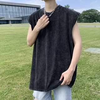 LOCAL BRAND Áo Tantop Trơn Wash Phong Cách Unisex Form Rộng - Áo Ba Lỗ Sát lách wash đen Ullzang tay lỡ nam nữ Cotton.