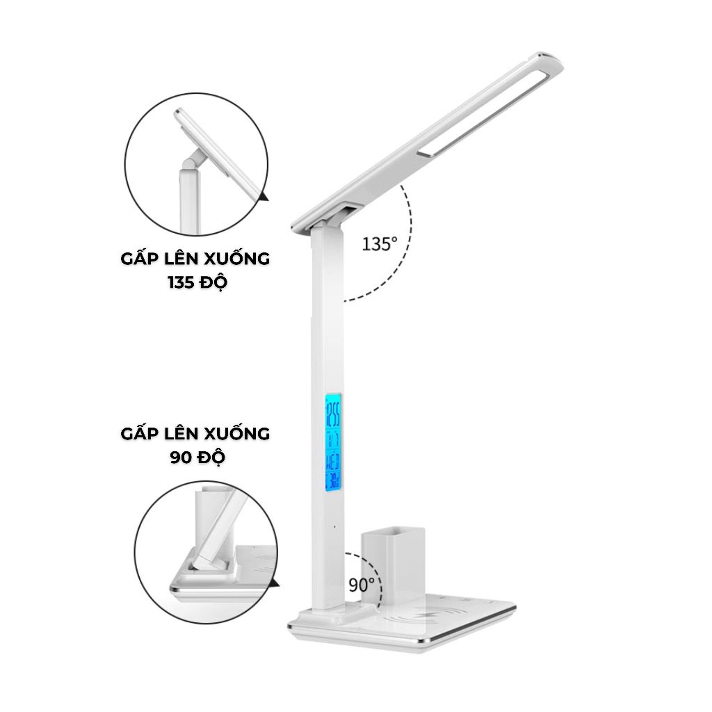 Đèn LED Bàn Học Chống Cận Gấp Gọn Tích Hợp Sạc Không Dây 15W - Đèn LED bảo vệ mắt