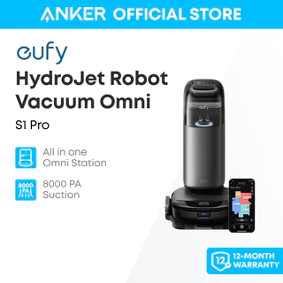 eufy Robot Vacuum Omni S1 Pro với Trạm đa năng, Robot hút bụi và lau nhà HydroJet Combo, Ozone Eco-Clean