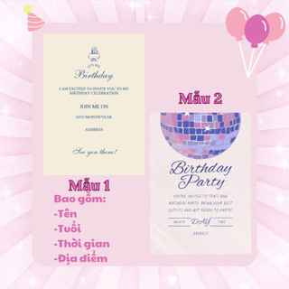 Set 8 Thiệp Mời Sinh Nhật Thiết Kế Theo Yêu Cầu