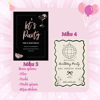 Set 8 Thiệp Mời Sinh Nhật Thiết Kế Theo Yêu Cầu