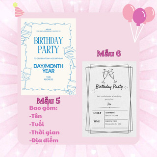 Set 8 Thiệp Mời Sinh Nhật Thiết Kế Theo Yêu Cầu