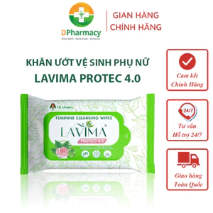 Khăn ướt vệ sinh vùng kín LAVIMA Protect 4.0 gói 10 miếng, hàng chính hãng, an toàn, không kích ứng