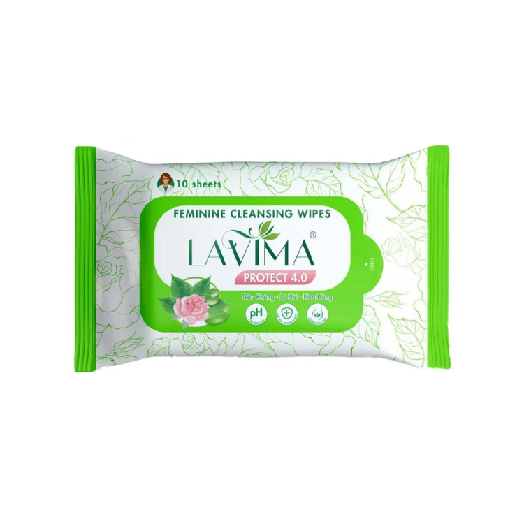 Khăn ướt vệ sinh vùng kín LAVIMA Protect 4.0 gói 10 miếng, hàng chính hãng, an toàn, không kích ứng