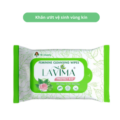 Khăn ướt vệ sinh vùng kín LAVIMA Protect 4.0 gói 10 miếng, hàng chính hãng, an toàn, không kích ứng