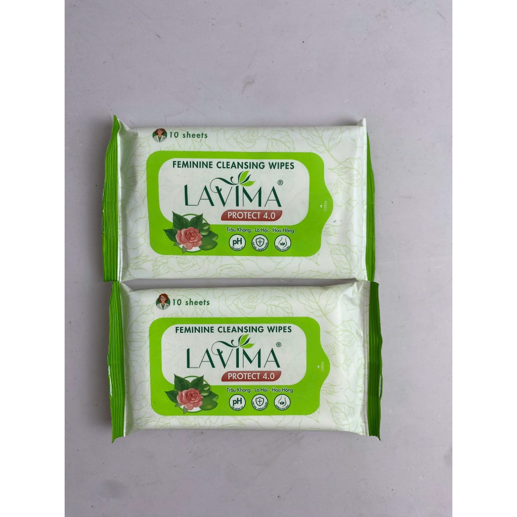 Khăn ướt vệ sinh vùng kín LAVIMA Protect 4.0 gói 10 miếng, hàng chính hãng, an toàn, không kích ứng