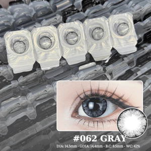 Lens mắt 062 Gray màu xám mắt mèo, có viền, dùng 1 lần, lens 1 ngày đủ độ hãng LUNA EYES